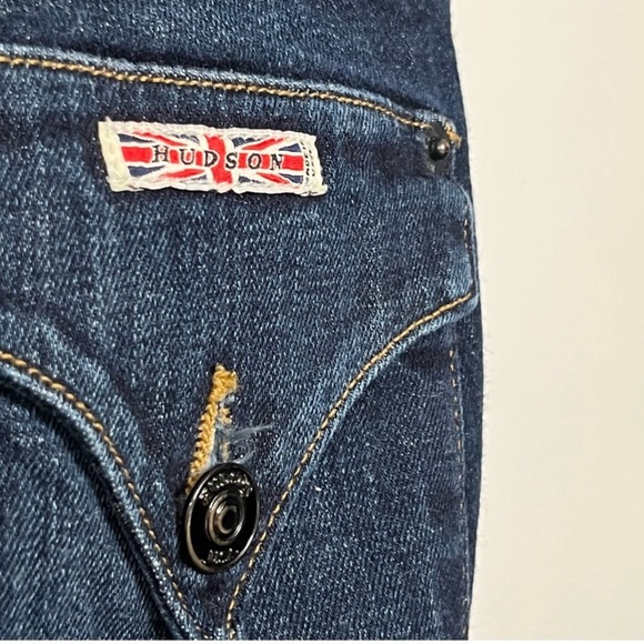 Hudson Slim Fit Skinny Jeans Size 25 Dark Blue Wash Signature Back Flap Pocket - Picture 3 of 5
